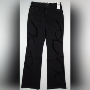 Lauren Ralph Lauren Jeans Womens 10 Black Belting Print High Rise Boot NWT $195